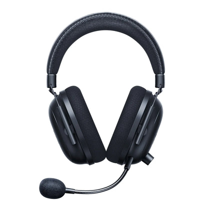Black over-ear gaming headset with cushioned ear pads and flexible boom microphone
