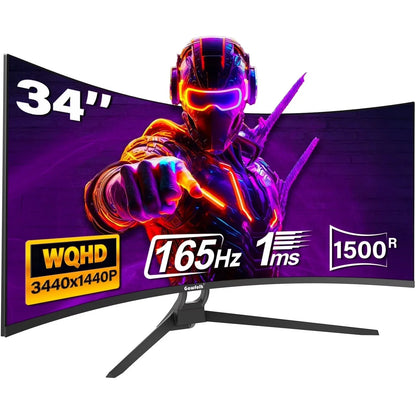 34 Inch Curved Gaming Monitor 165Hz Ultrawide, WQHD 3440X1440, Screen PC Computer, 1500R,21:9