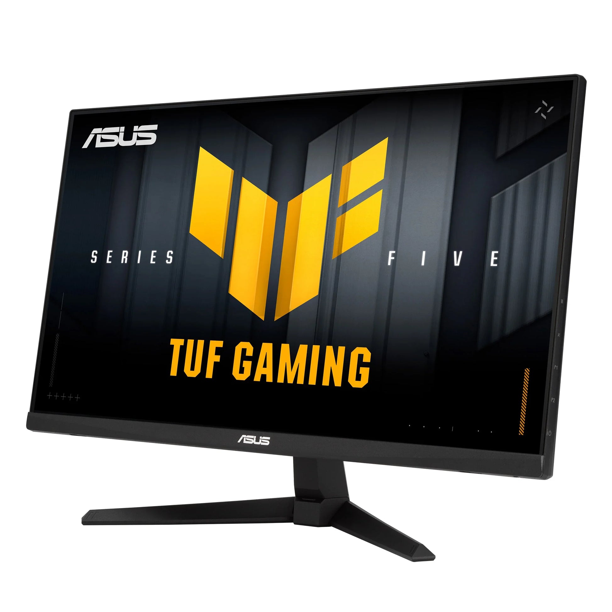 ASUS TUF Gaming Series Five curved gaming monitor with black stand and yellow logo