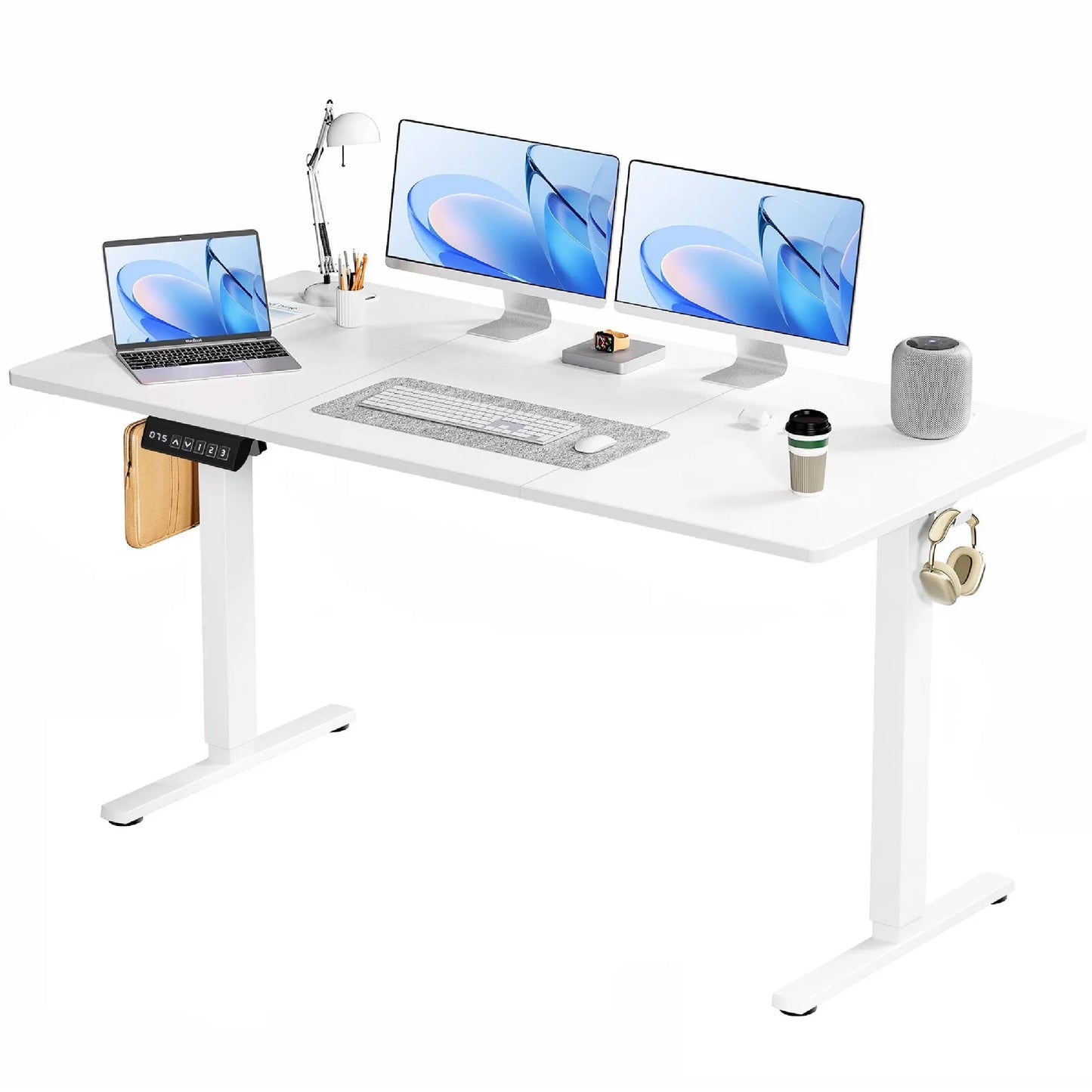 40X24 Inch Electric Standing Desk, Ergonomic Rising Modern Lift Motorized Gaming Desktop Workstation for Work Home Office, Height Adjustable, White