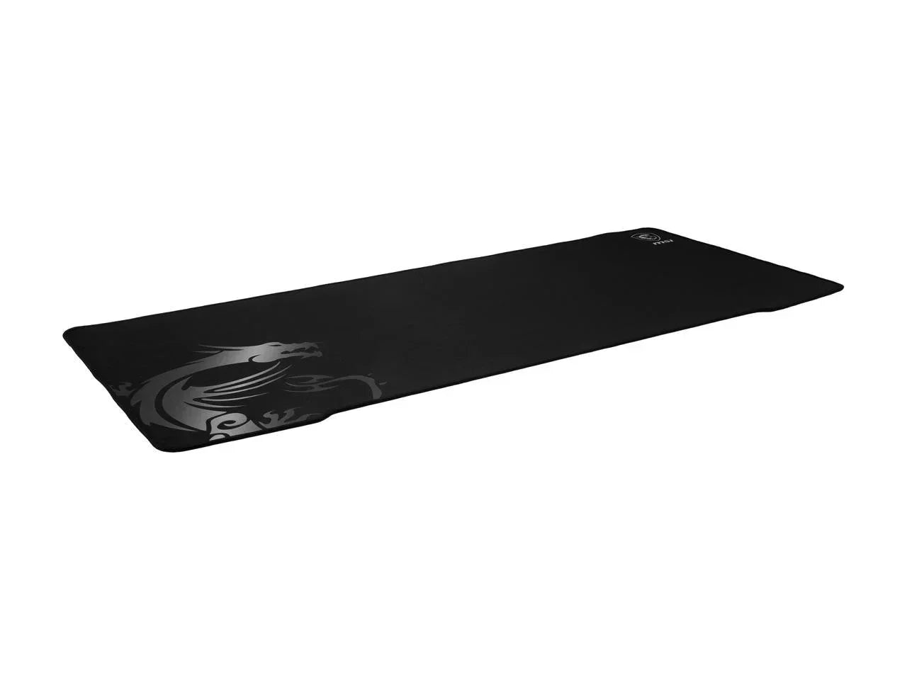 Black extended gaming mouse pad with dragon graphic, ideal for keyboards and mice