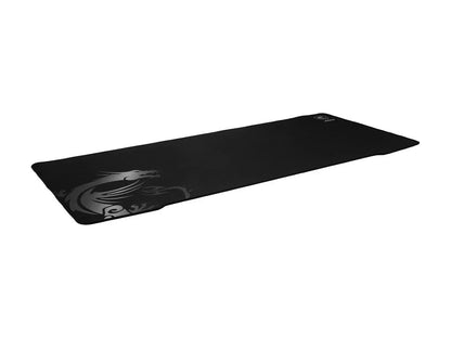Black extended gaming mouse pad with dragon graphic, ideal for keyboards and mice