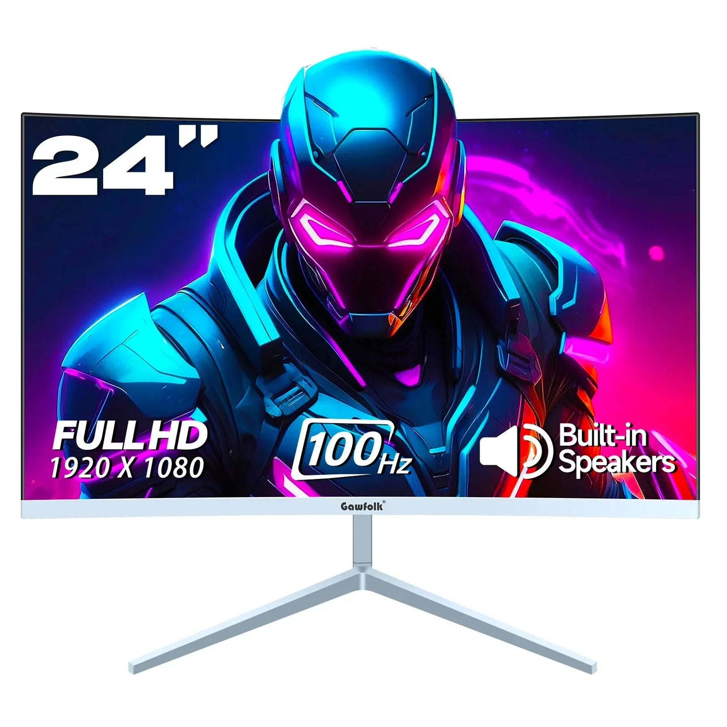 24-Inch Curved Gaming Monitor 120Hz Full HD 1080P Built-In Speakers Tilt Adjustable