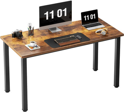 Computer Desk, 47 Inch Home Office Desk, Modern Simple Style Home Office Gaming Desk, Basic Writing Table for Study Student, Black Metal Frame, Black