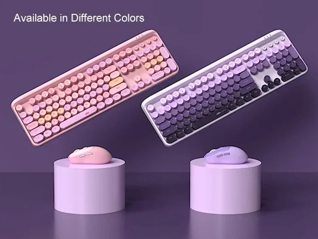 V920 Wireless Gaming Keyboard and Mouse Combo – Retro Purple Keyboard, Ergonomic Design, 2.4G, Whisper Quiet Keys, Adjustable DPI Mouse, Desk Accessories Office Supplies