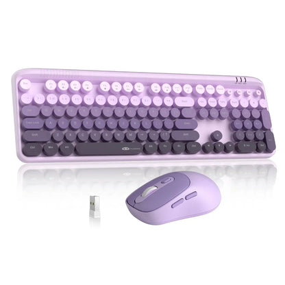 V920 Wireless Gaming Keyboard and Mouse Combo – Retro Purple Keyboard, Ergonomic Design, 2.4G, Whisper Quiet Keys, Adjustable DPI Mouse, Desk Accessories Office Supplies