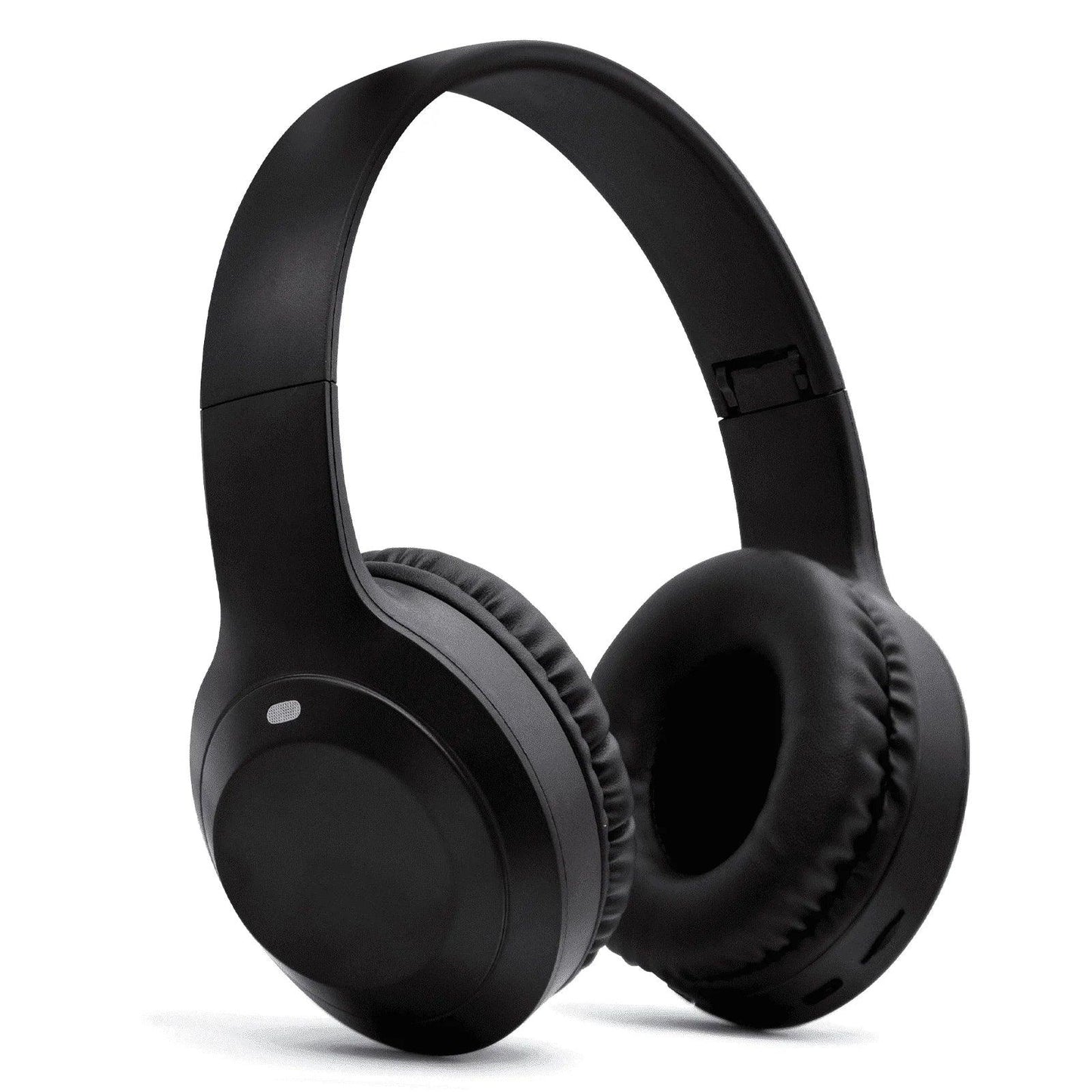 Black wireless gaming headset with cushioned ear pads on white background
