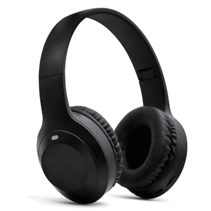 Black wireless gaming headset with cushioned ear pads on white background