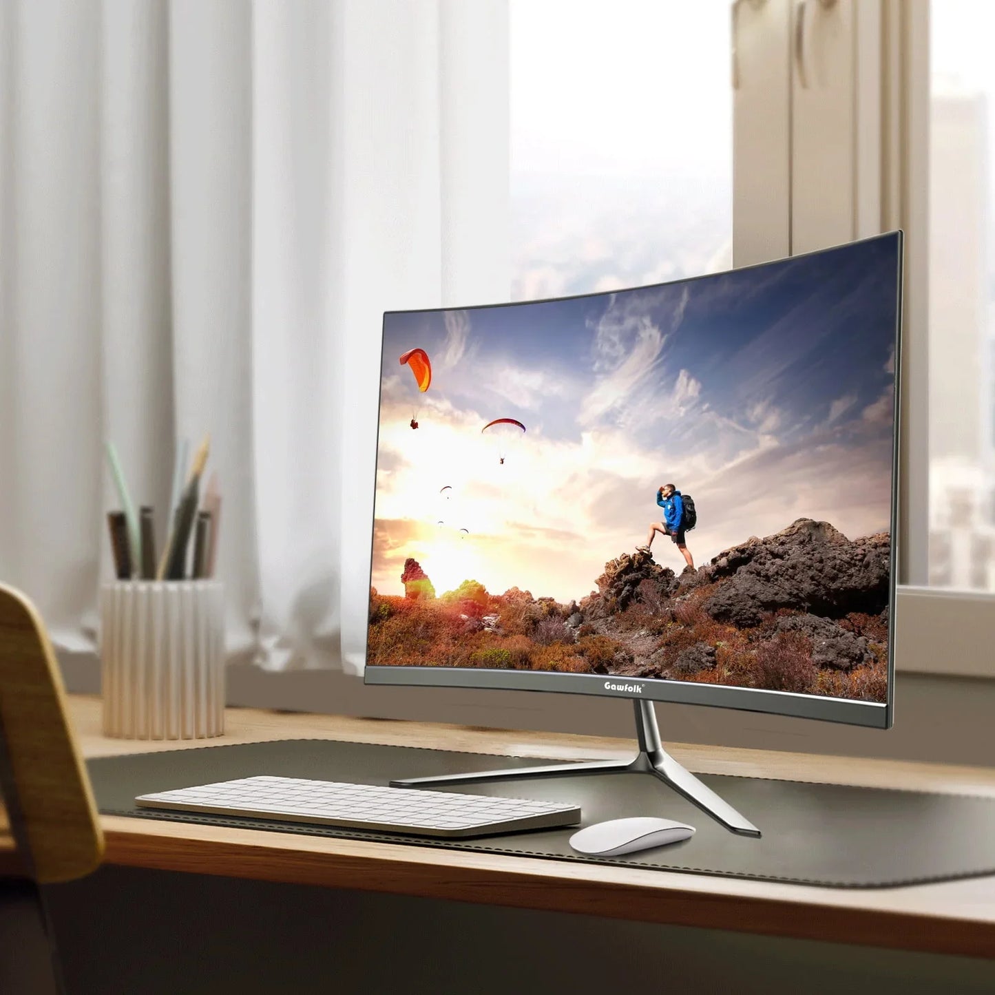 24-Inch Curved Gaming Monitor 120Hz Full HD 1080P Built-In Speakers Tilt Adjustable