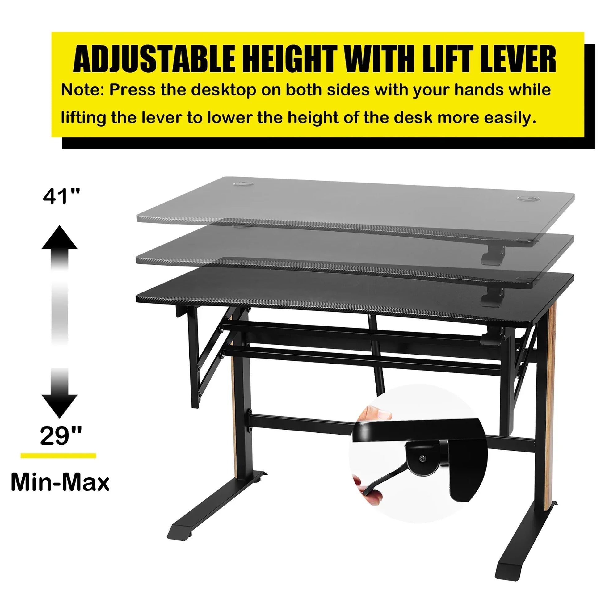 Pneumatic Height Adjustable Standing Desk Sit to Stand Computer Desk Workstaion