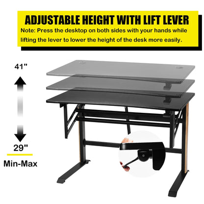 Pneumatic Height Adjustable Standing Desk Sit to Stand Computer Desk Workstaion