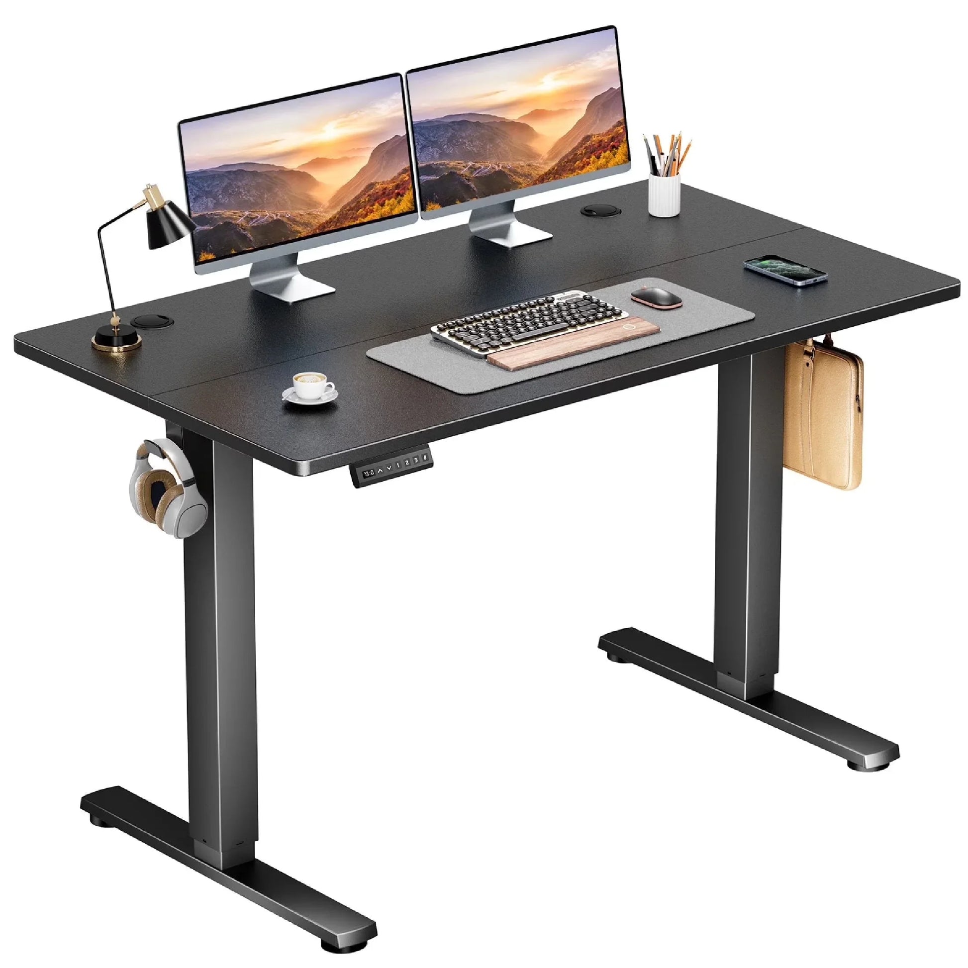 40X24 Inch Electric Standing Desk, Ergonomic Rising Modern Lift Motorized Gaming Desktop Workstation for Work Home Office, Height Adjustable, White