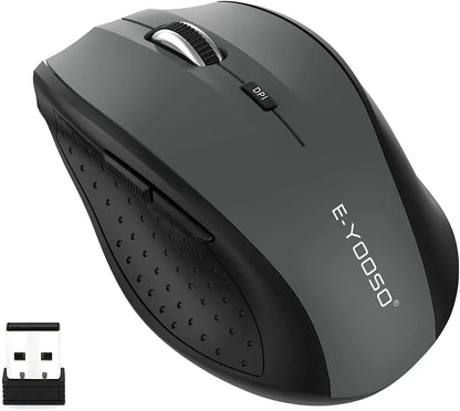 Wireless Mouse for Laptop, Portable Optical Computer Mouse, 6 Buttons, Cordless 2.4Ghz with USB Receiver, 5-Level 4800 DPI, 18 Months Battery Life for PC Chromebook Windows Mac