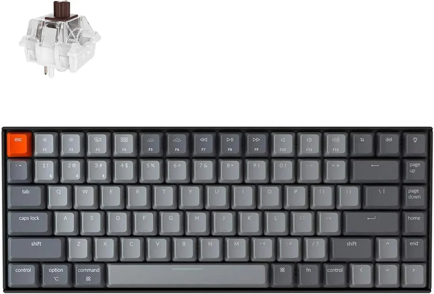 Byte Style retro 8-bit gray mechanical keyboard with orange escape key and brown switch