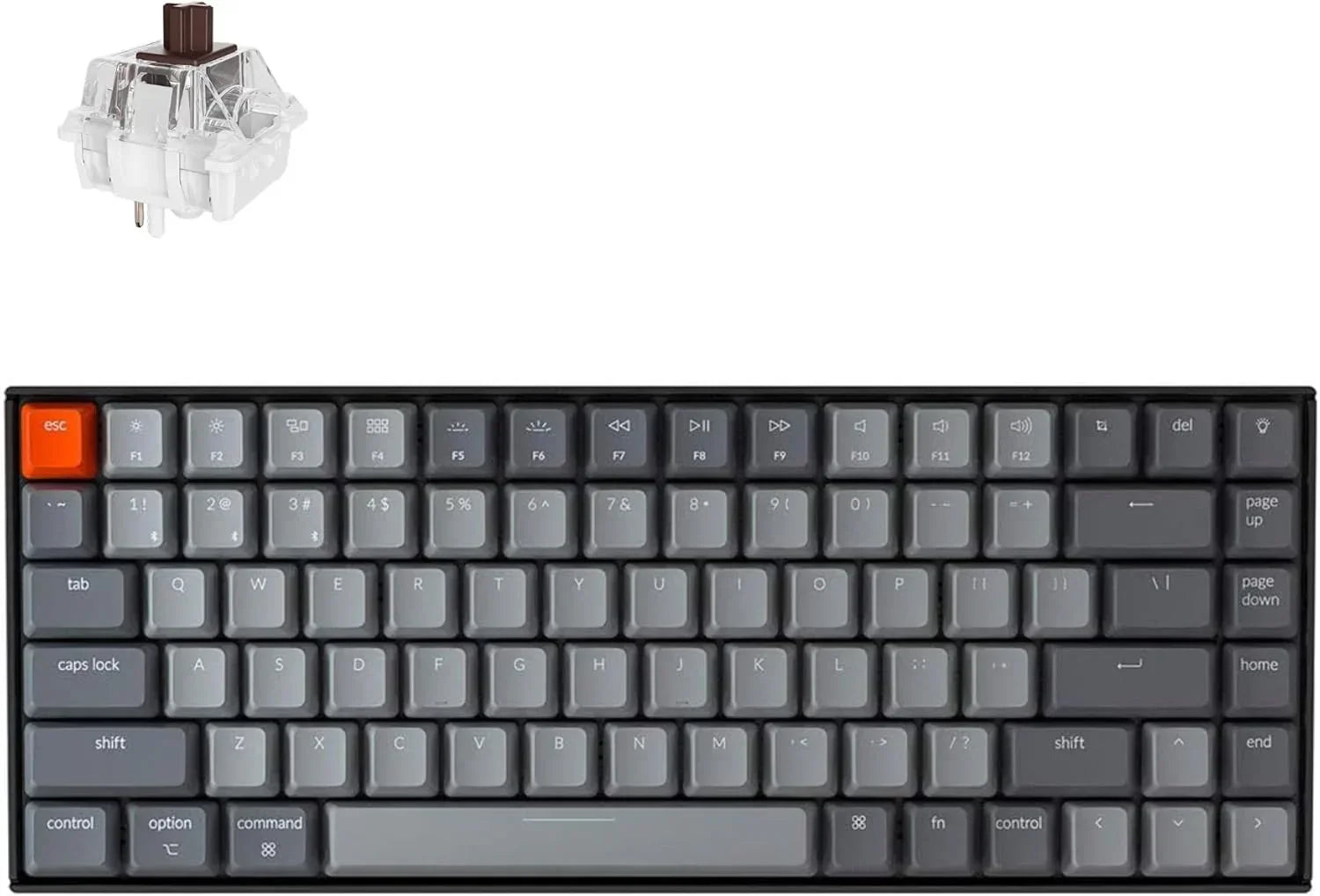 Byte Style retro 8-bit gray mechanical keyboard with orange escape key and brown switch