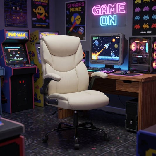 Gianni Heavy-Duty Gaming Chair | PU Leather | Flip-Up Arms | Adjustable Swivel | Rolling Wheels