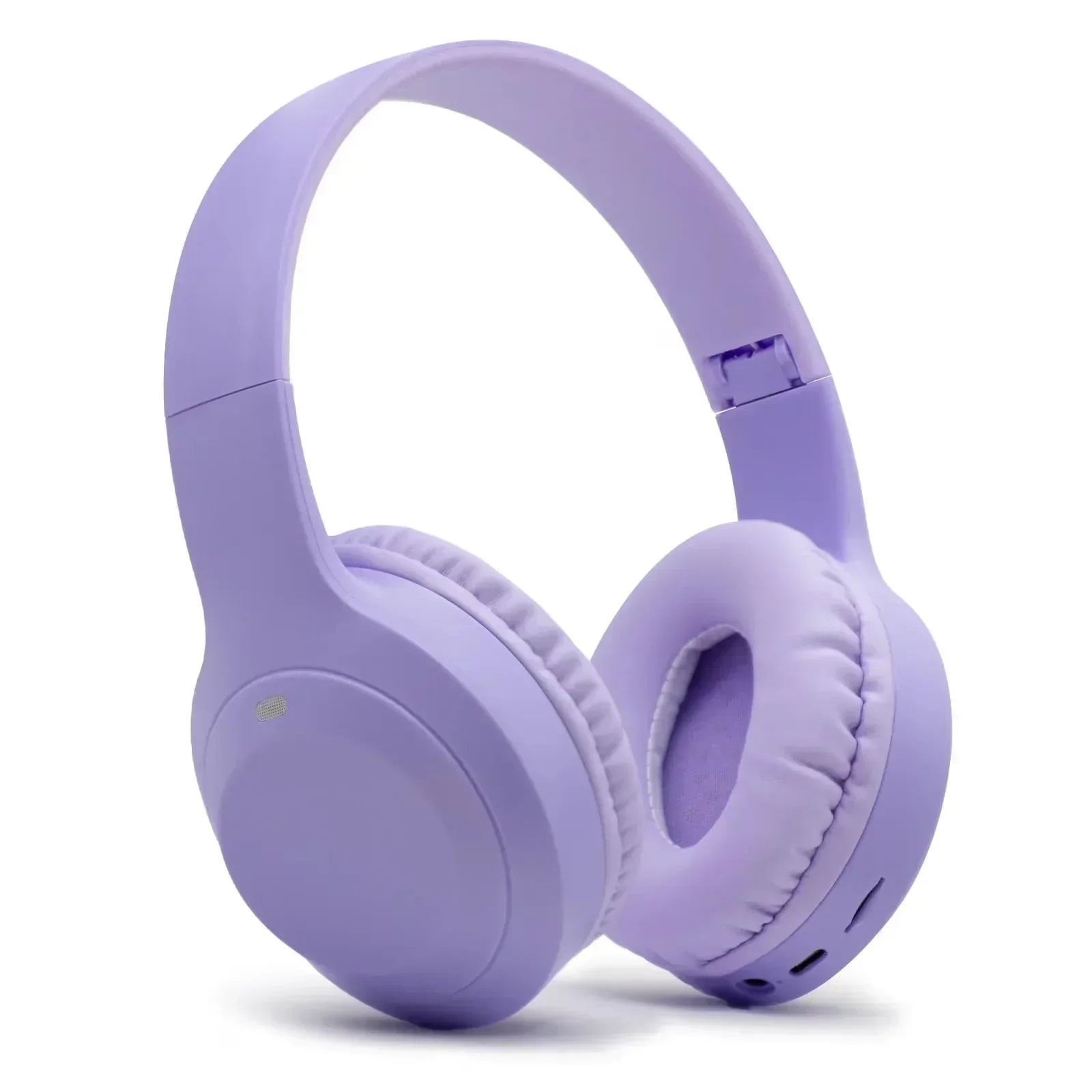 Lavender wireless gaming headset with cushioned over-ear design on white background