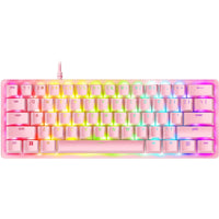 Pink RGB mechanical gaming keyboard with 8-bit retro style and customizable backlighting