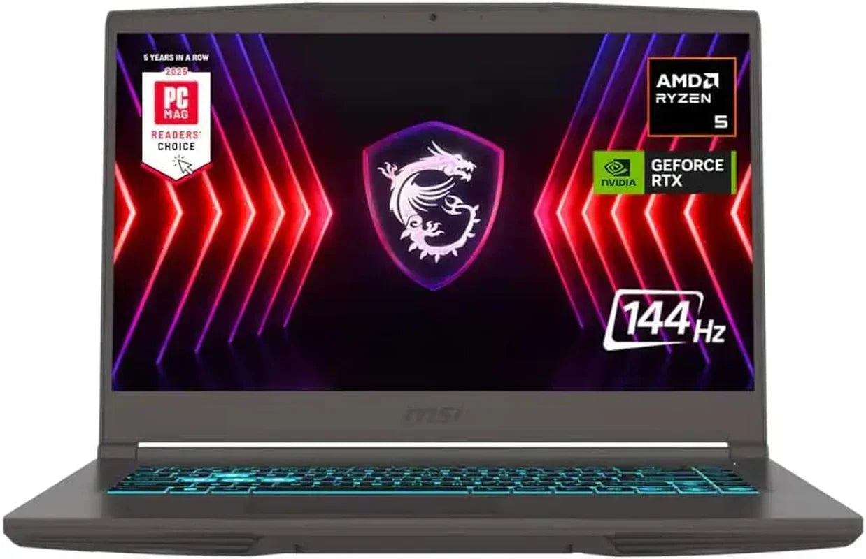 Gaming laptop with AMD Ryzen 5, Nvidia GeForce RTX, 144Hz display, RGB keyboard