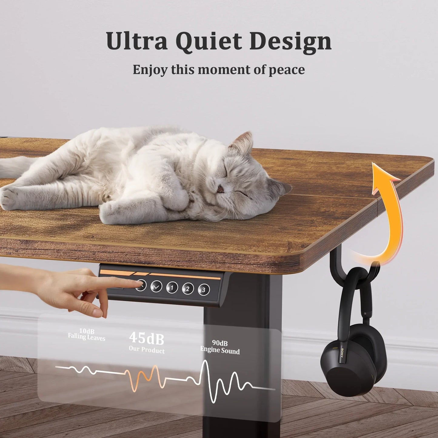 48" Electric Standing Desk - Adjustable Height Stand up Home Office Desk, Sit to Stand Desk with Splice Board, Rustic Brown Computer Table for Corner Small Space