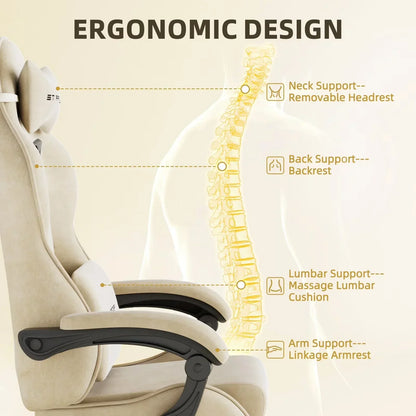 Ergonomic gaming chair with neck, back, lumbar & arm support for posture comfort