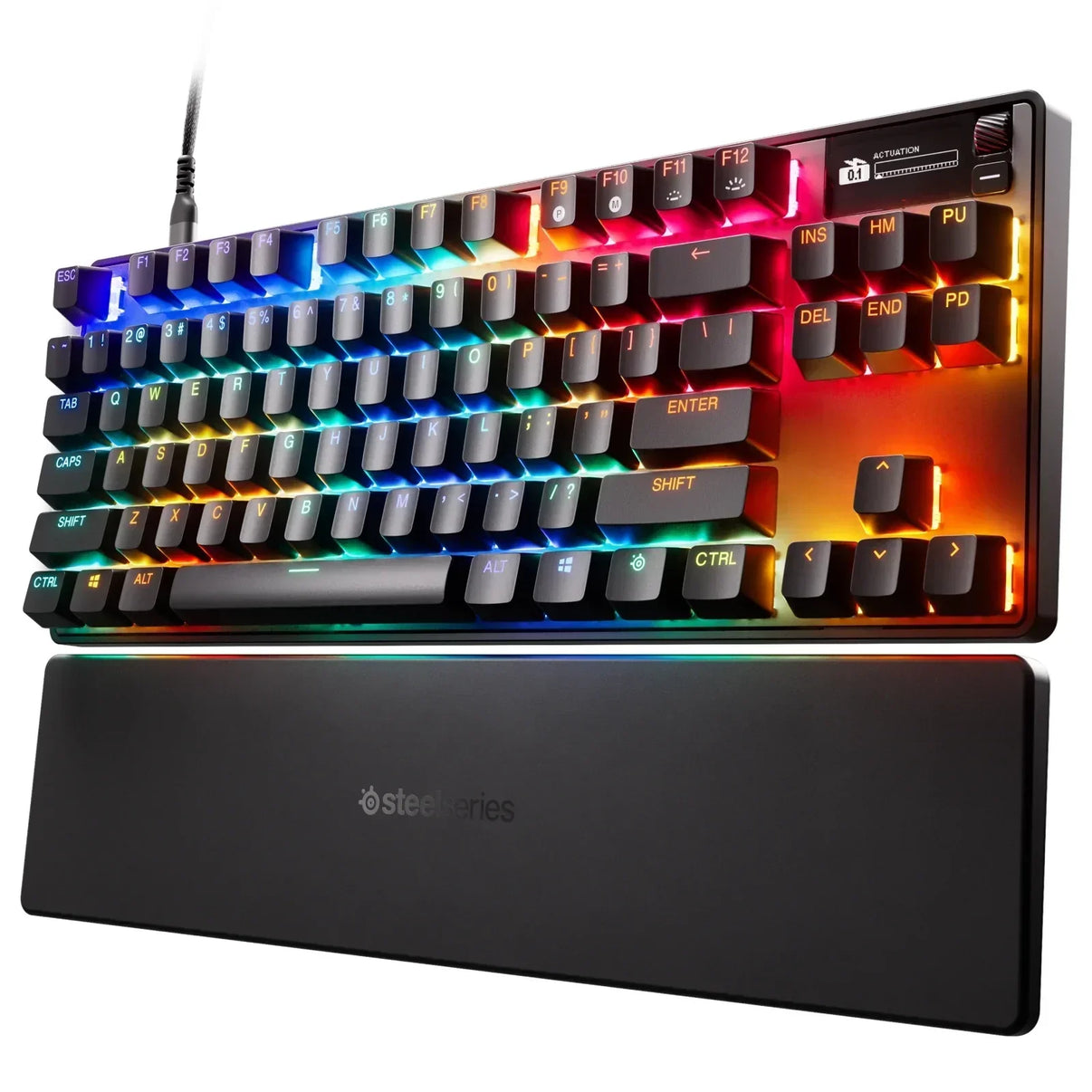 RGB mechanical gaming keyboard with wrist rest and rainbow backlighting, Byte Style gear