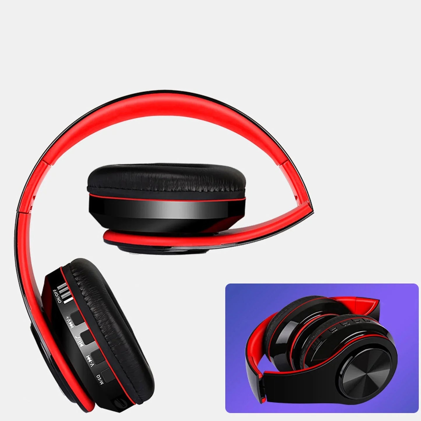 Over-Ear Wireless Bluetooth Headphones, Foldable Multi-Mode Wireless Headphones with Built-In Microphone, Wireless over Ear Headset for Travel, 10-Hour Playtime, Black
