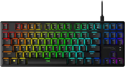RGB gaming keyboard with rainbow backlit keys, HyperX branding, modern gaming gear at Byte Style