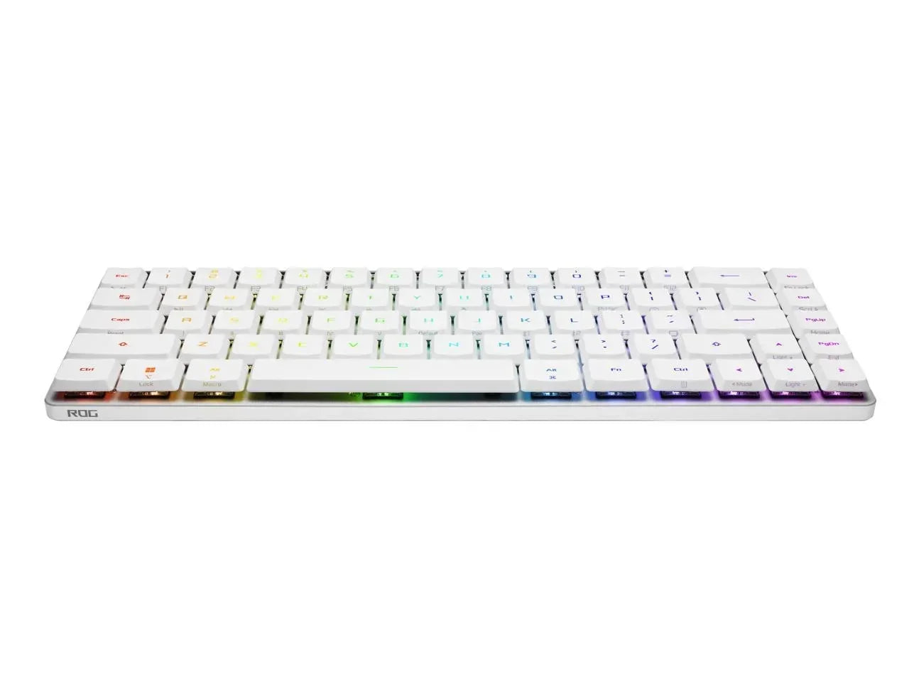 White RGB gaming keyboard with compact 60% layout and illuminated keys, Byte Style gear