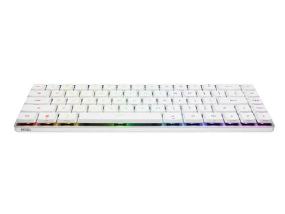 White RGB gaming keyboard with compact 60% layout and illuminated keys, Byte Style gear
