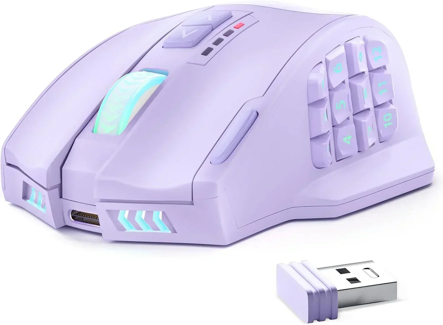 Venus Pro RGB Wireless MMO Gaming Mouse, 16,000 DPI Optical Sensor, 2.4 Ghz Transmission Technology, Ergonomic Design, 16M Chroma RGB Lighting, 16 Programmable Buttons, up to 70 Hours