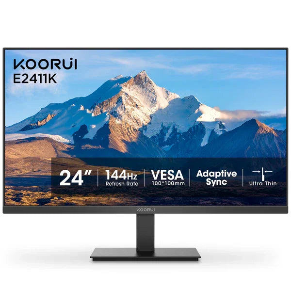 KOORUI 24-inch Ultra Thin Monitor E2411K with 144Hz refresh rate, VESA mount, and Adaptive Sync