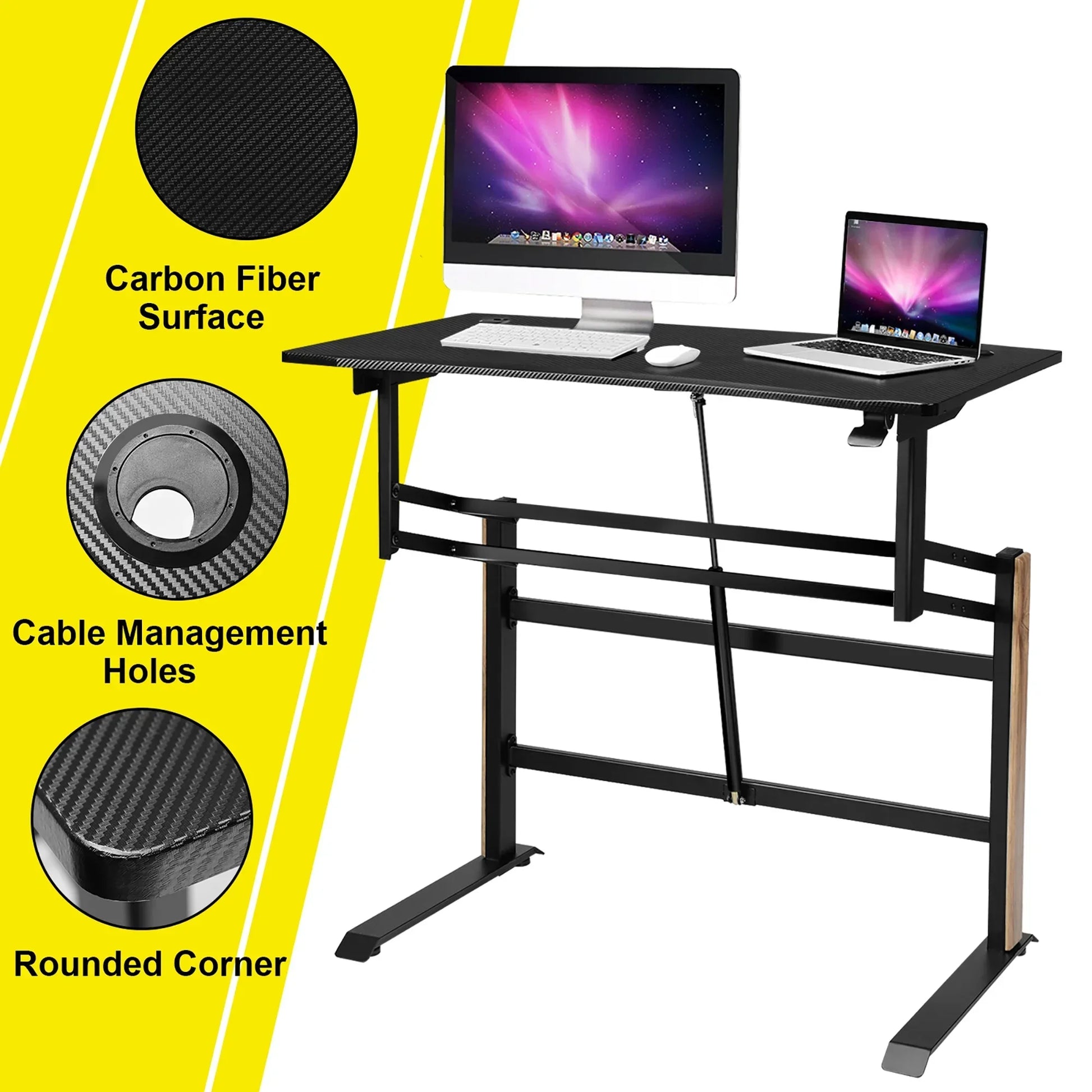Pneumatic Height Adjustable Standing Desk Sit to Stand Computer Desk Workstaion