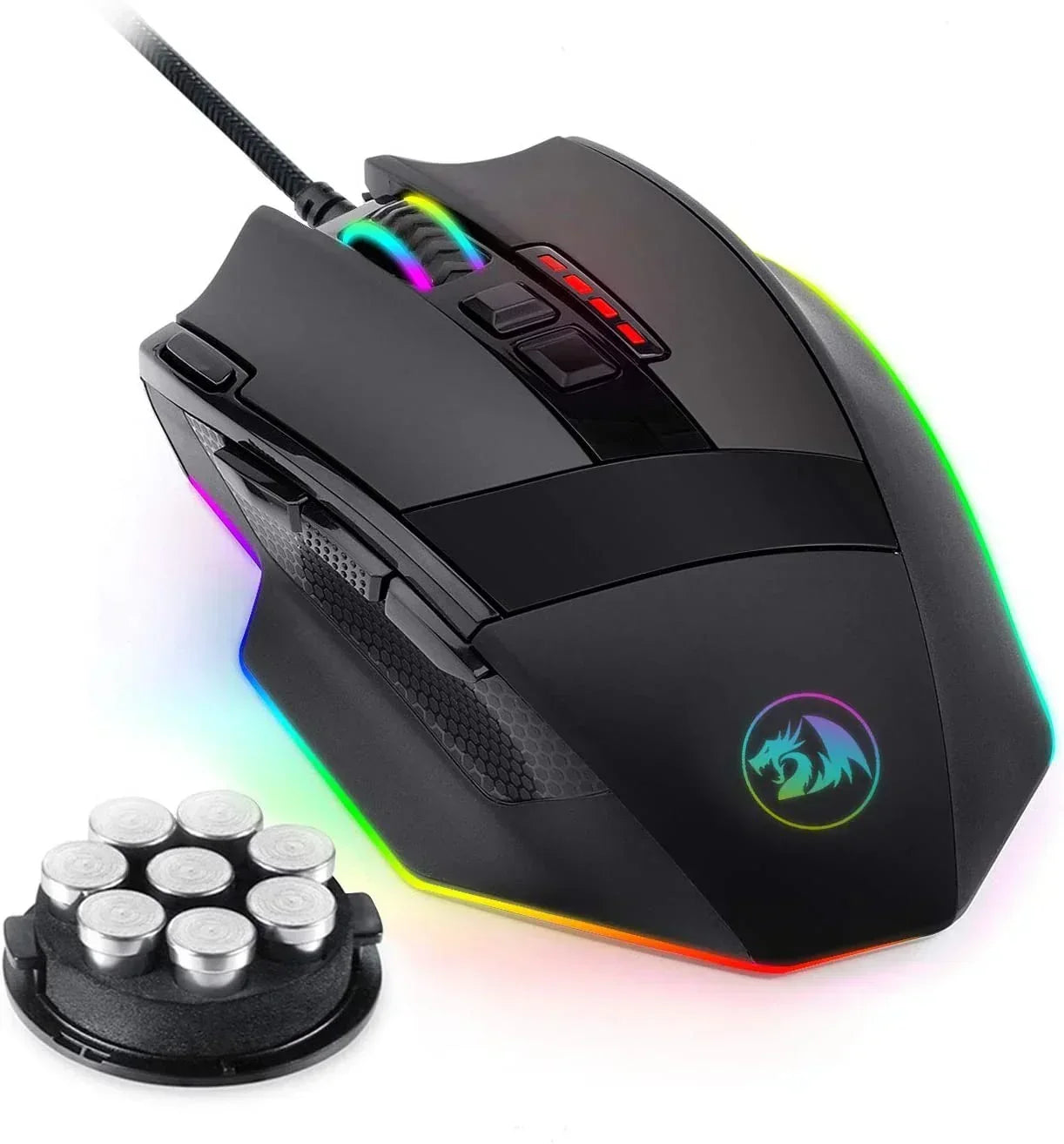 M801 Wireless Gaming Mouse, RGB Gaming Mouse with MMO 9 Programmable Macro Editing Buttons, up 16000 Adjustable DPI, Rapid Fire Button for Game, Windows,Pc - Wireless, Black