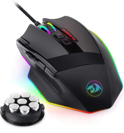 M801 Wireless Gaming Mouse, RGB Gaming Mouse with MMO 9 Programmable Macro Editing Buttons, up 16000 Adjustable DPI, Rapid Fire Button for Game, Windows,Pc - Wireless, Black