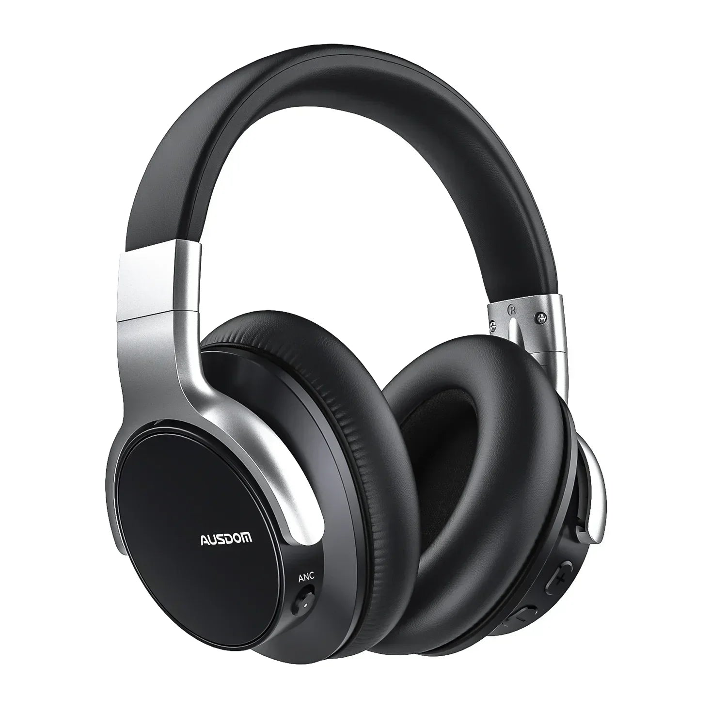 Black over-ear Bluetooth gaming headset with padded ear cushions and silver accents