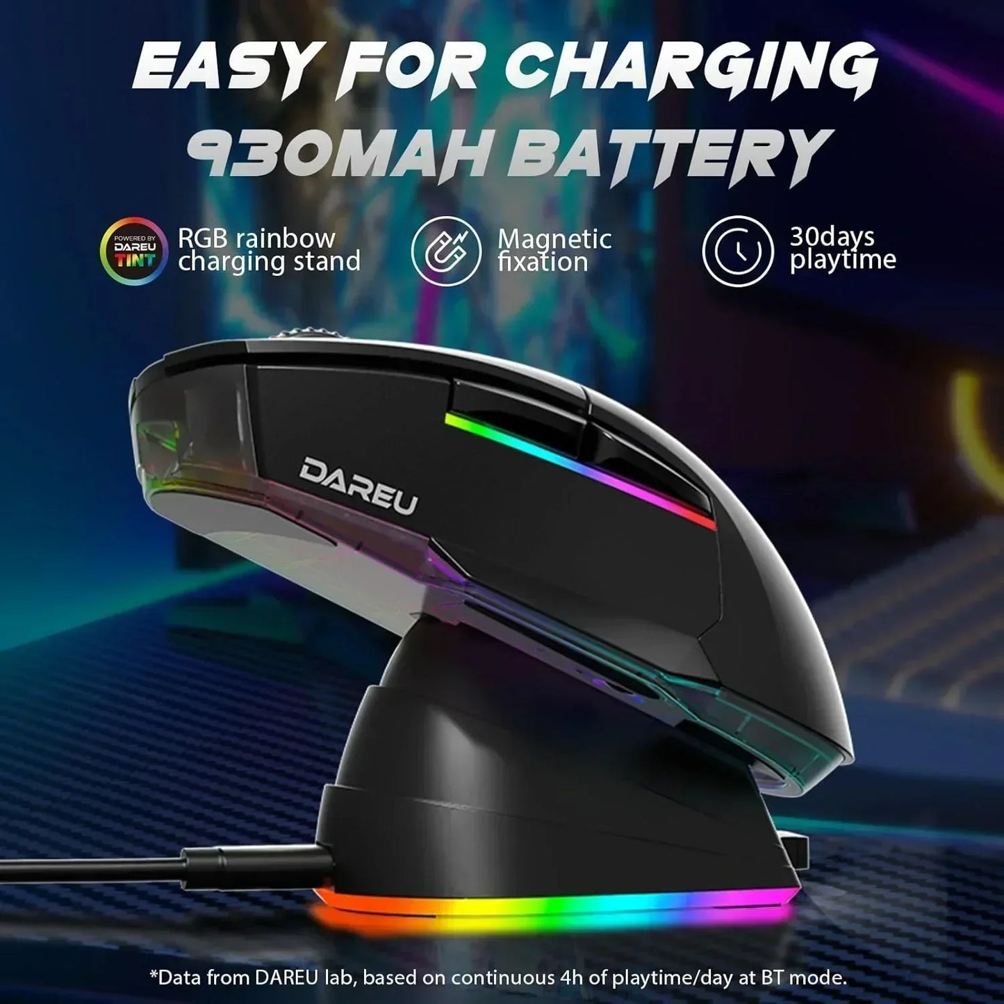 A955 Lightweight Wireless Gaming Mouse with RGB Charging Dock: Tri-Mode 2.4G/USB-C/BT Mouse up to 12K DPI Optical Sensor -KBS II Buttons Fully Programmable- 120 Hr Battery