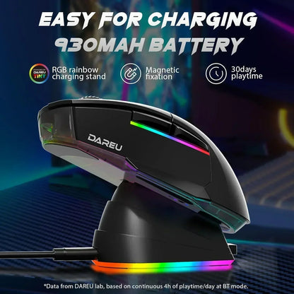 A955 Lightweight Wireless Gaming Mouse with RGB Charging Dock: Tri-Mode 2.4G/USB-C/BT Mouse up to 12K DPI Optical Sensor -KBS II Buttons Fully Programmable- 120 Hr Battery