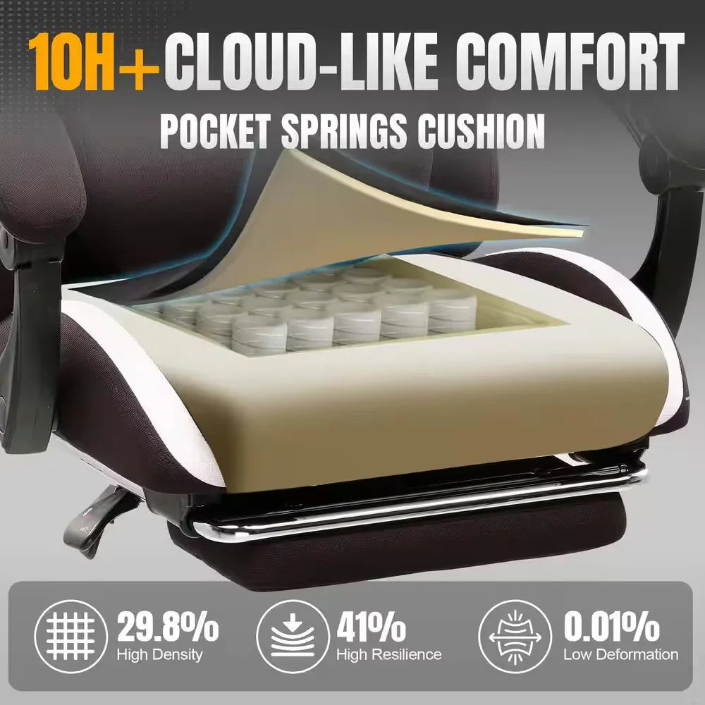 Office chair with pocket springs cushion offering 10+ hours cloud-like comfort and high resilience