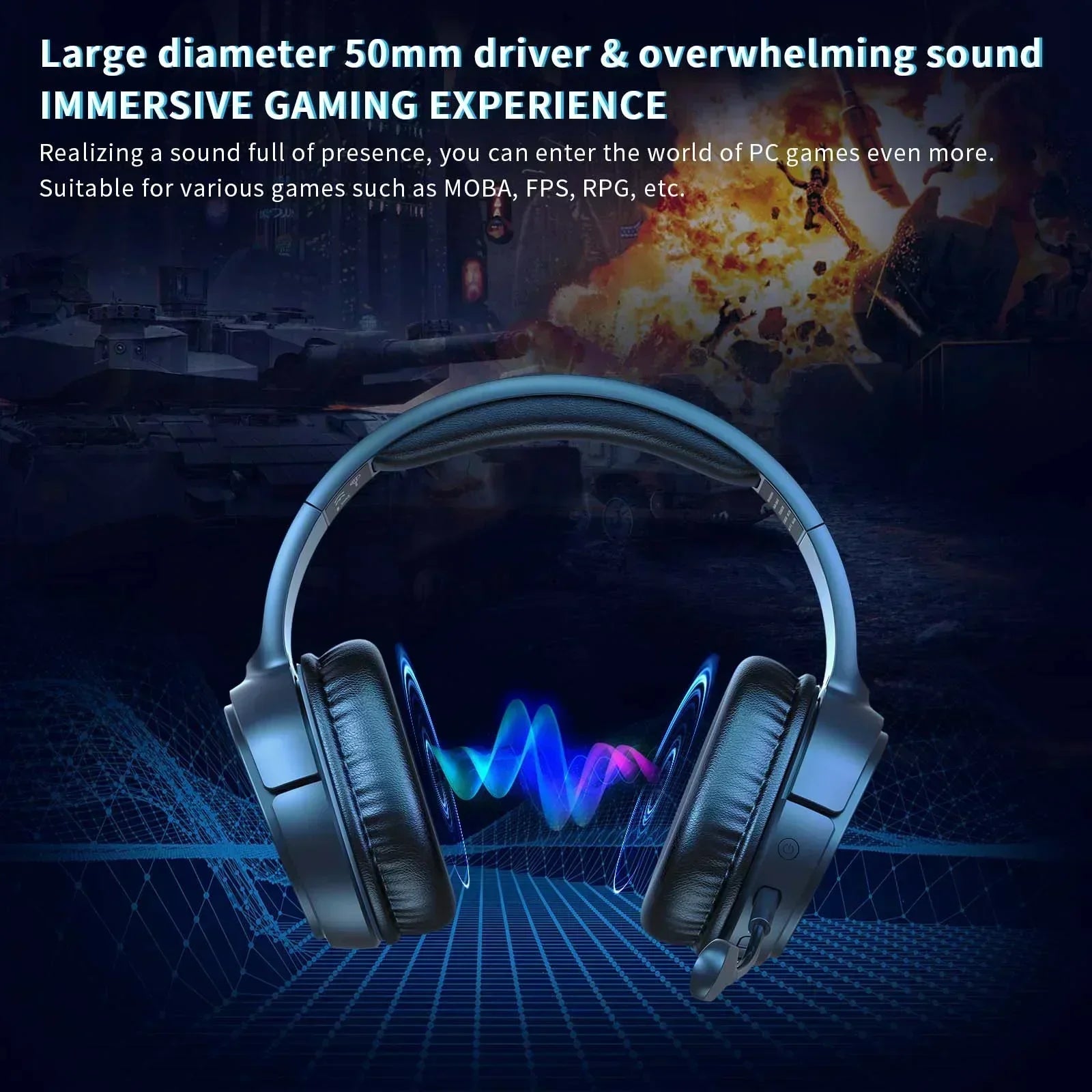 Wireless Gaming Headset Compatible for PS5 Switch PC Mac, 2.4 Ghz/Bluetooth 5.2 Gaming Headphones with Noise Cancelling Microphone 40+ Hours Battery Life,3.5Mm Wired for Xbox Series