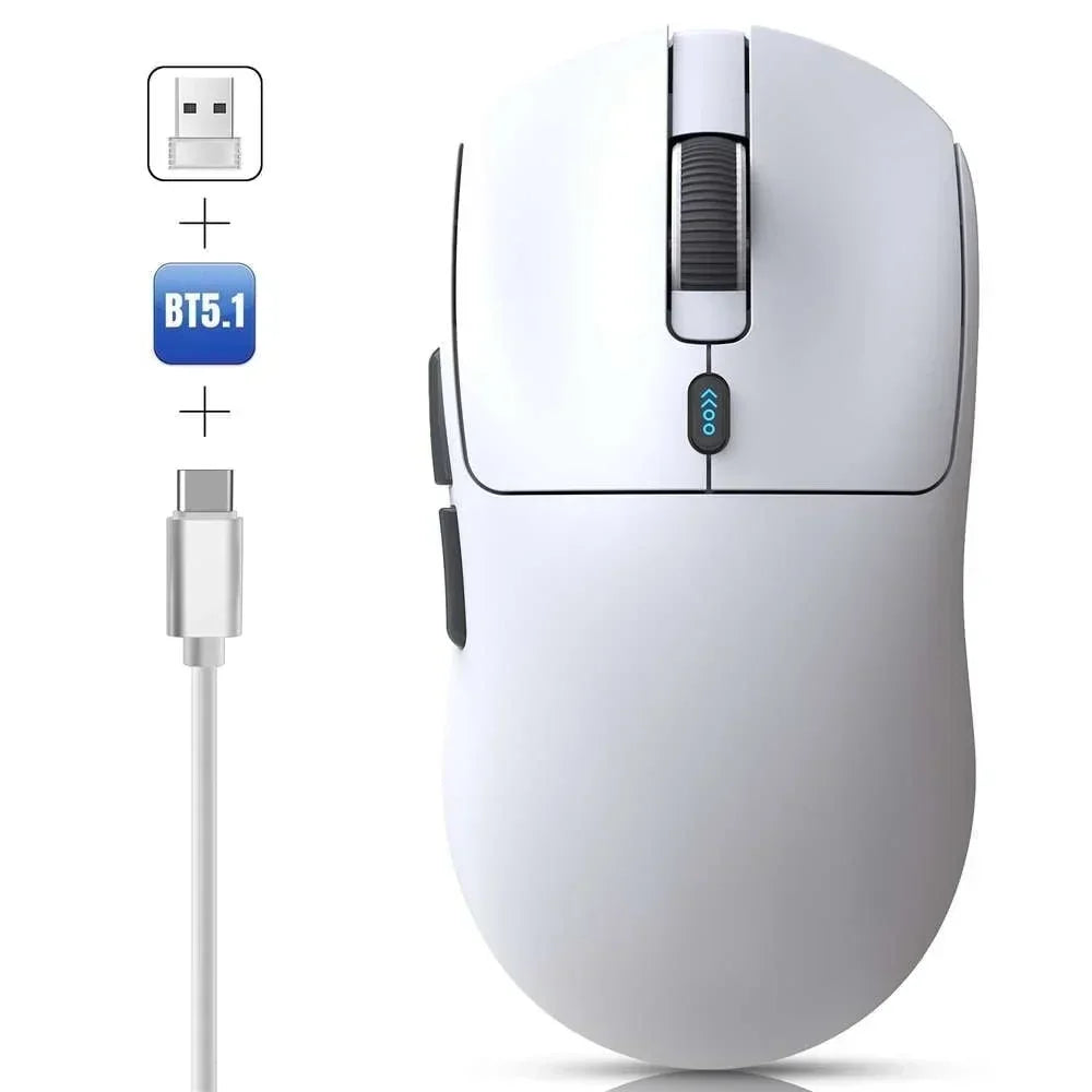Wireless Gaming Mouse,Long Battery Standby,3 Mode Wired/2.4G/Bluetooth 5.1 Portable Rechargeable Gaming Mice for Pc/Mac/Computer/Laptop/Tablet,White