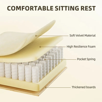 Comfortable gaming chair seat with soft velvet, high resilience foam, pocket springs & thickened boards