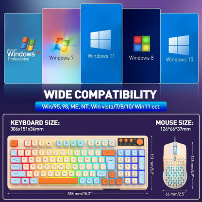 98-Key Wired RGB Gaming Keyboard and Mouse Combo with Dedicated Volume Knob, Media Controls, Spill-Resistant Design & Anti-Ghosting for Windows Pc/Laptop Gamers (Multicolor)