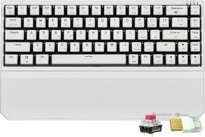 Hexgears retro style white mechanical keyboard with wrist rest and extra key switches, perfect for gaming setups at Byte Style