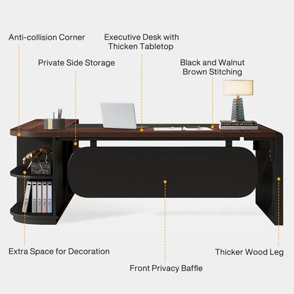 80 Inches Executive Desk, L-Shaped Office Desk with 55 Inches Cabine