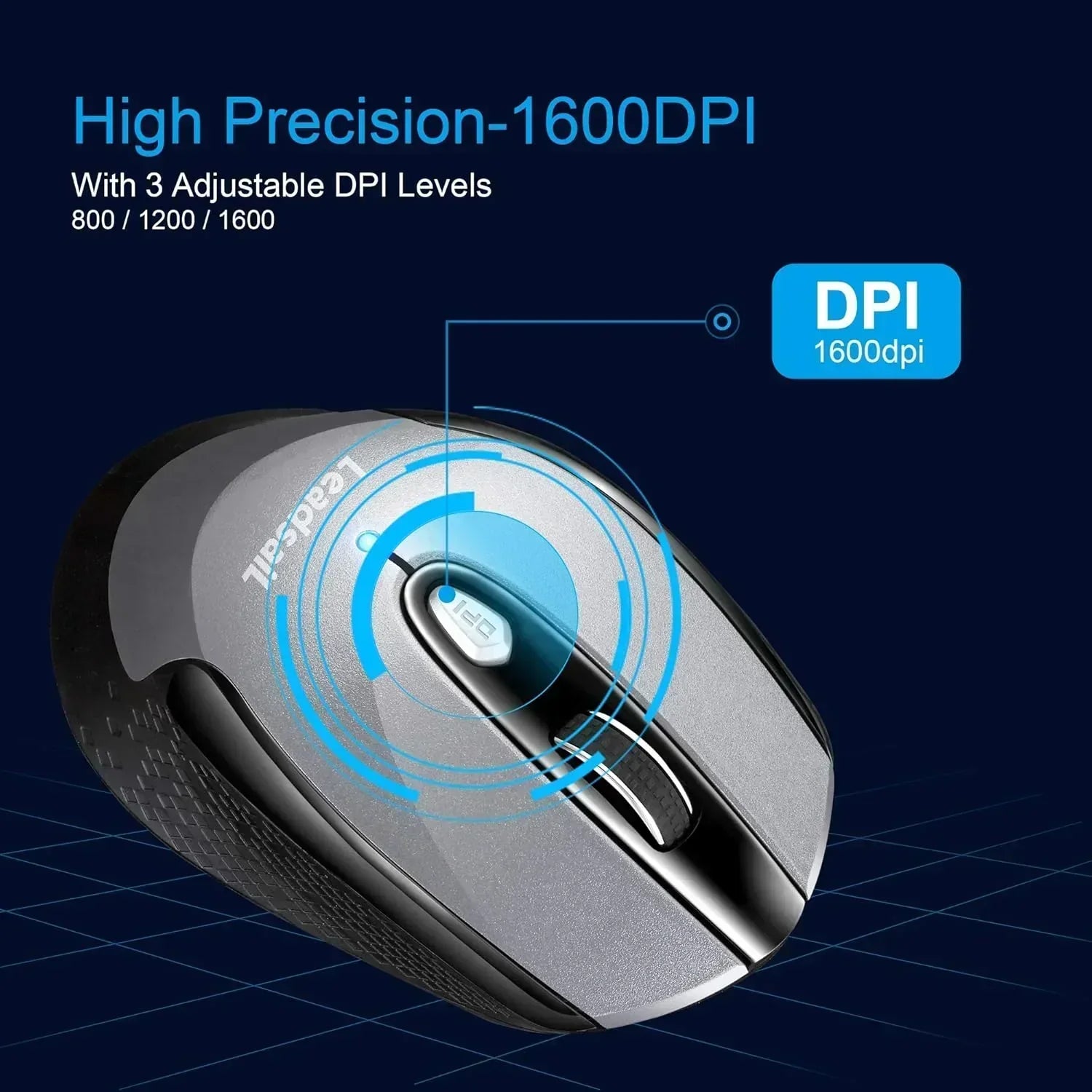 Wireless Mouse for Laptop, 2.4G Portable Slim Cordless Computer Mouse Less Noise, 6 Buttons, for Windows 10/8/7/Mac/Macbook Pro/Air/Hp/Dell/Lenovo/Acer