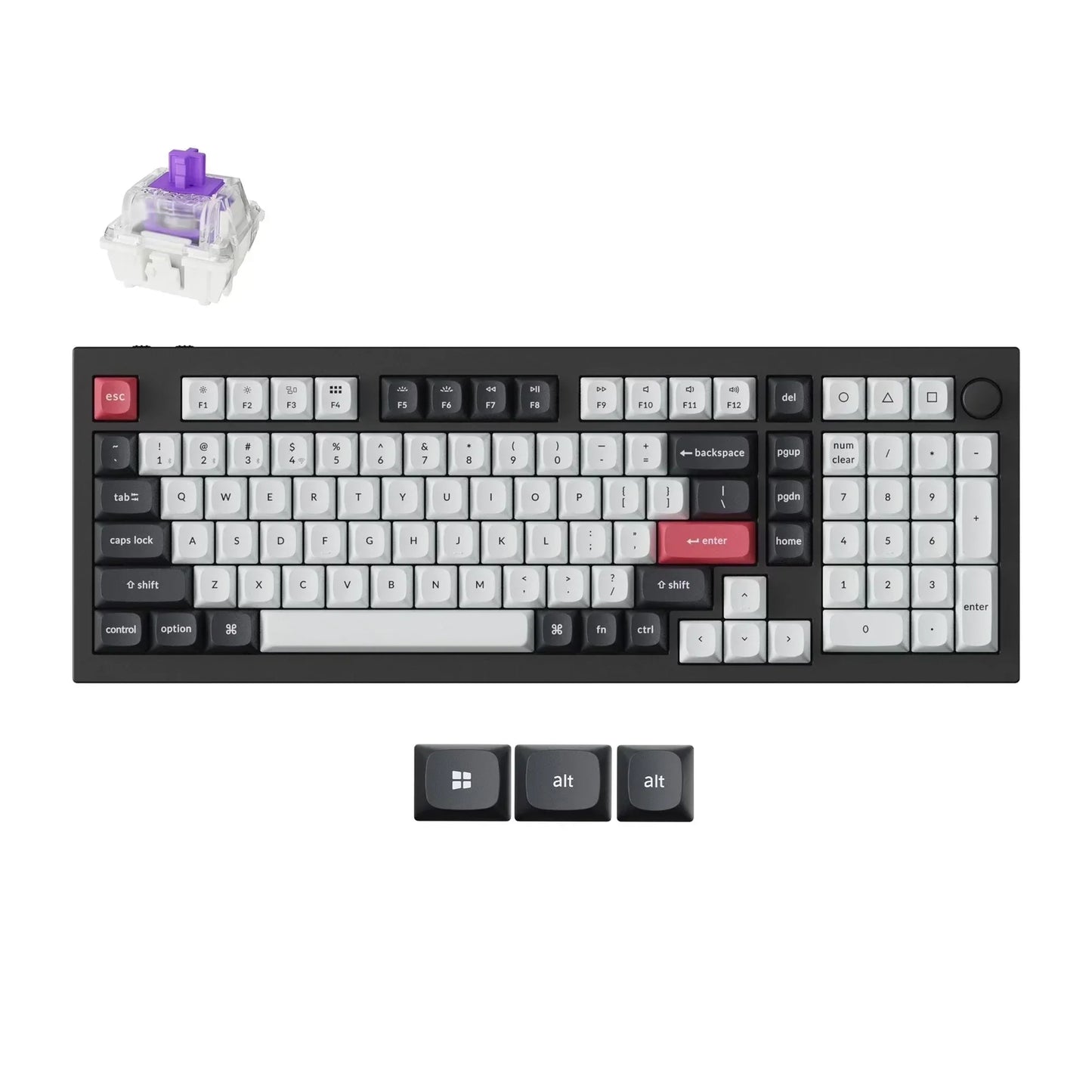 Retro 8-bit style mechanical keyboard with keycap set and purple switch, Byte Style gaming gear