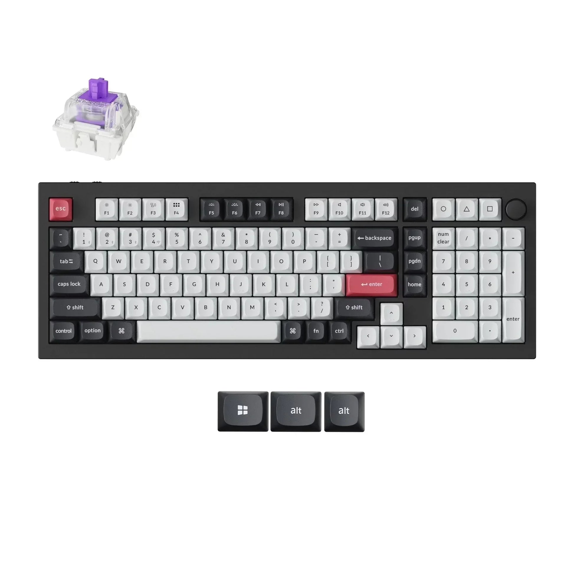 Retro 8-bit style mechanical keyboard with keycap set and purple switch, Byte Style gaming gear