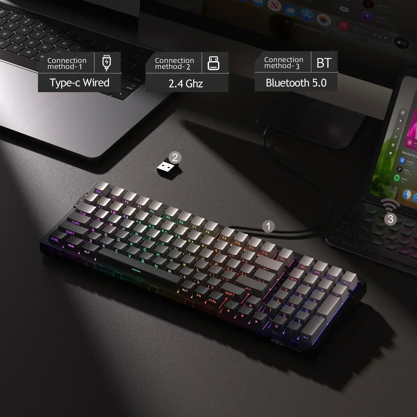 Magegee LIGHT100 Wireless Creamy Keyboard, Gasket Structure Hot Swappable, 2....