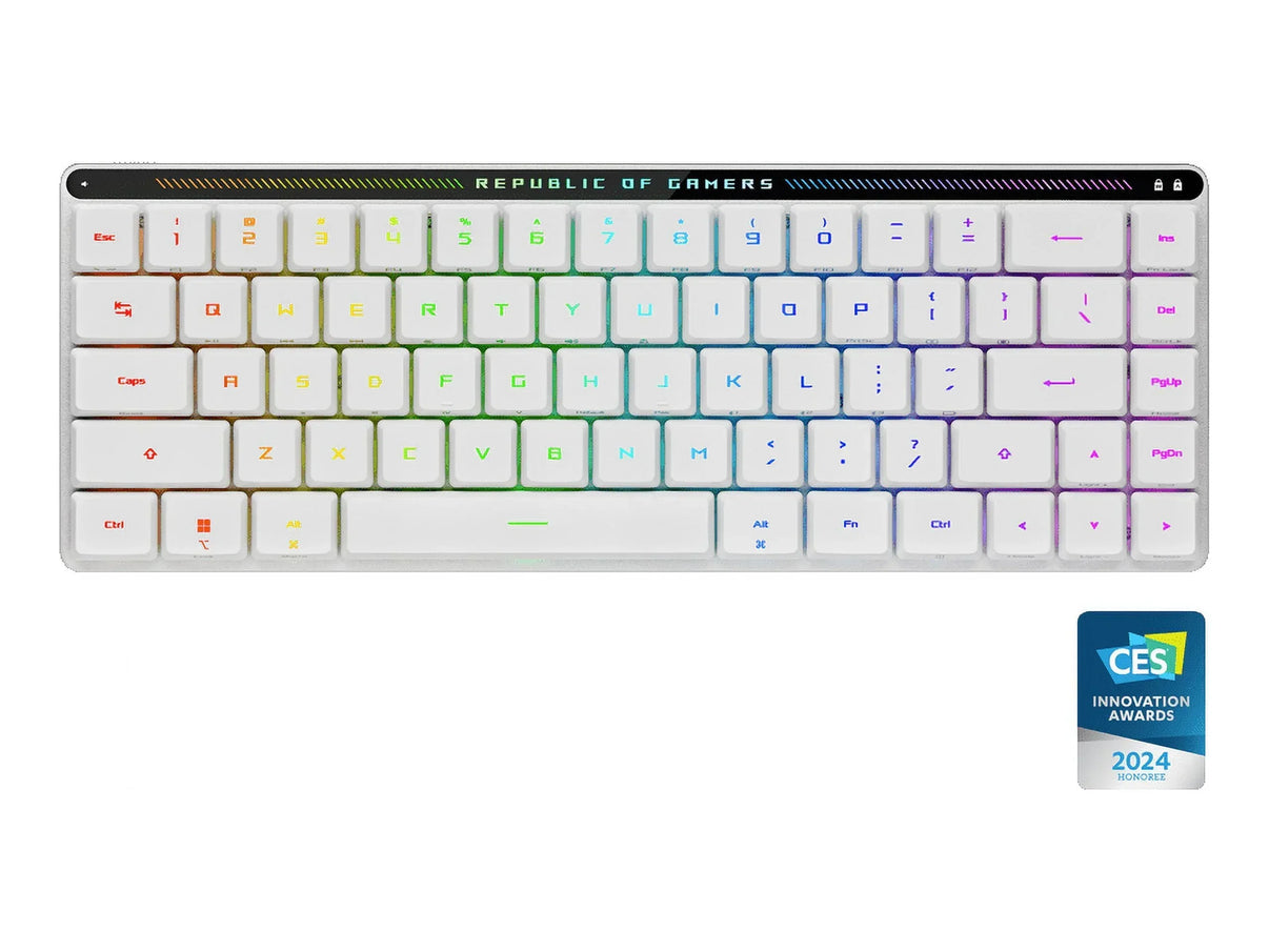 ASUS ROG Falchion RX Low Profile 65% wireless RGB gaming keyboard, CES 2024 award badge